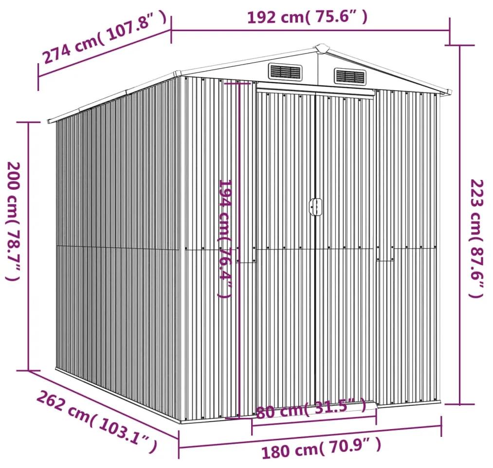 Sopron de gradina, gri deschis, 192x274x223 cm, otel galvanizat 192 x 274 x 223 cm