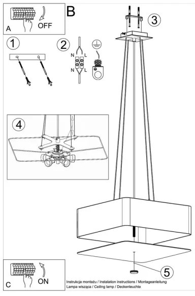 Lustră pe cablu LOKKO 5xE27/60W/230V 45 cm neagră Sollux SL.0774