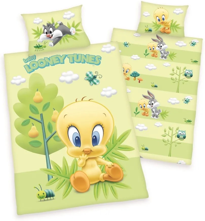 Lenjerie de pat din bumbac pentru copiii Looney  Tunes, 100 x 135 cm, 40 x 60 cm