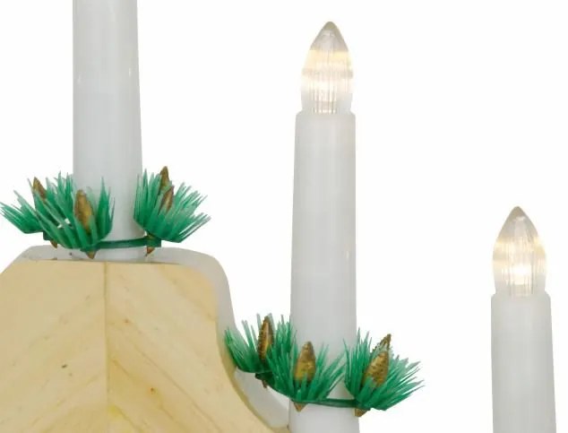 Decor de Crăciun - sfeșnic din lemn, 7 LED-uri