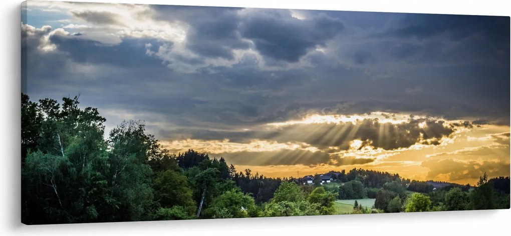 Tablou cu peisaj și raze de soare (120x50 cm)