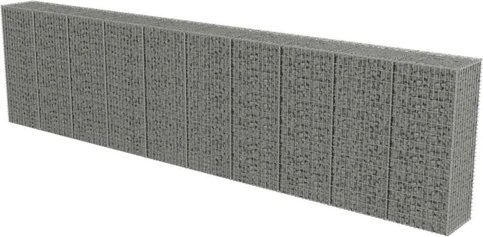 vidaXL Perete gabion cu capace, 600 x 50 x 150 cm, oțel galvanizat