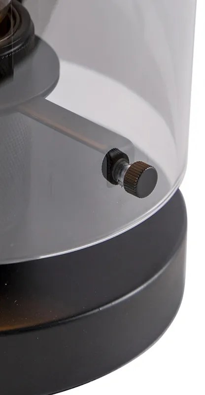 Lampa de masă de design neagră cu sticlă fumurie - Dome