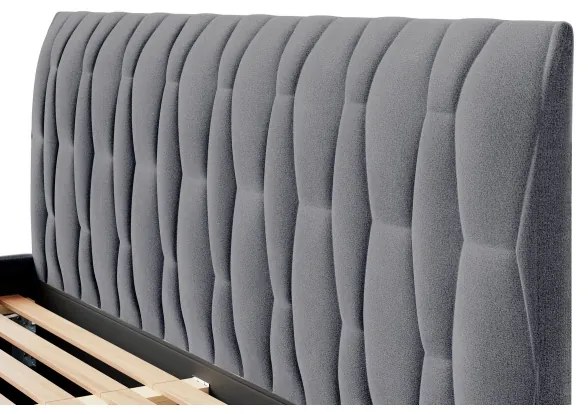 Pat FLORA 180x200 cm, tapițat, gri, fără saltea