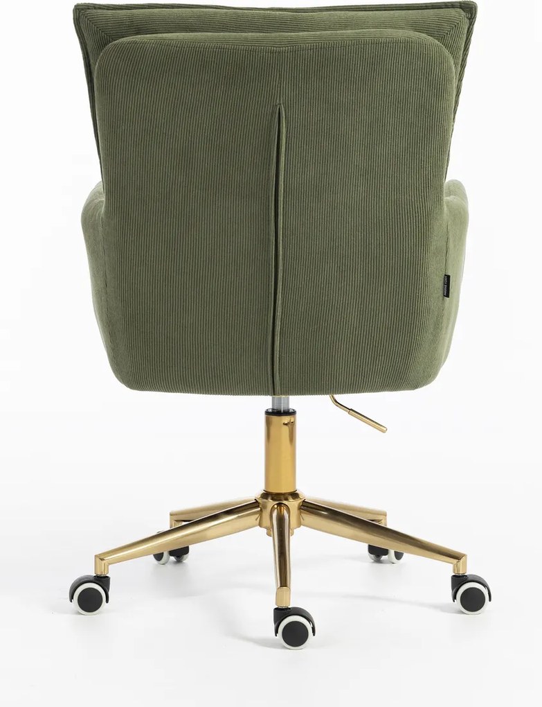 HR250K Scaun Catifea Reiată Premium culoare verde salvie Bază Aurie