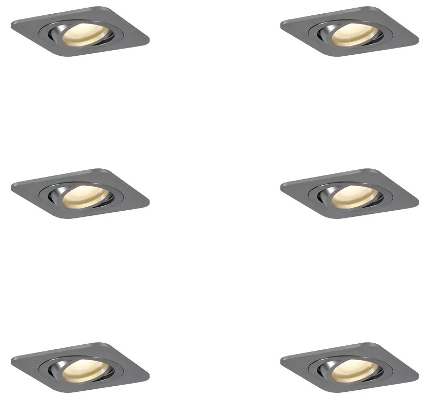 Set de 6 spoturi încastrate rotunjite Gunmetal GU10 50mm reglabile IP44 - Alberto