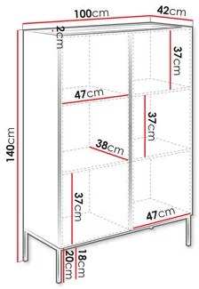 Comodă Zloriana 2D (stejar artisan + negru). 1123311