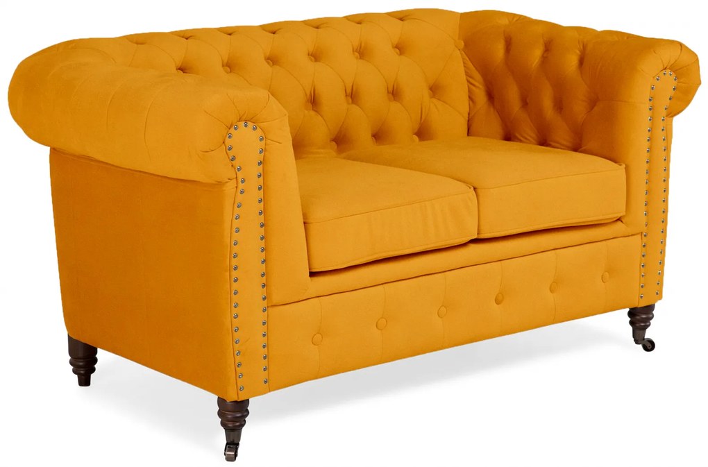 Canapea Chesterfield, 2 locuri, Galben, 150x80x86 cm
