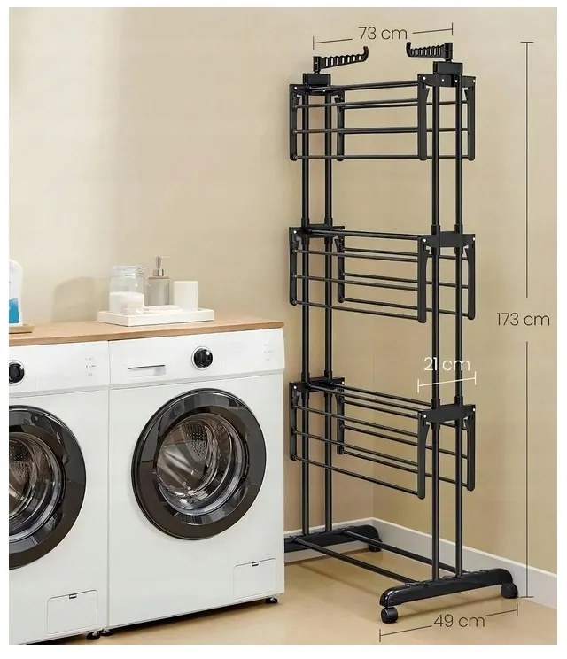 Uscător de rufe cu mai multe niveluri - negru