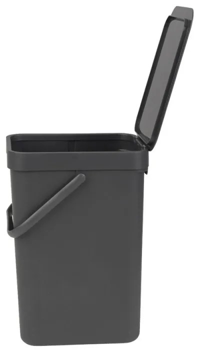 Cos de colectare selectiva Brabantia Sort&Go 647670, 12 L, Maner, Montabil pe perete, Gri inchis