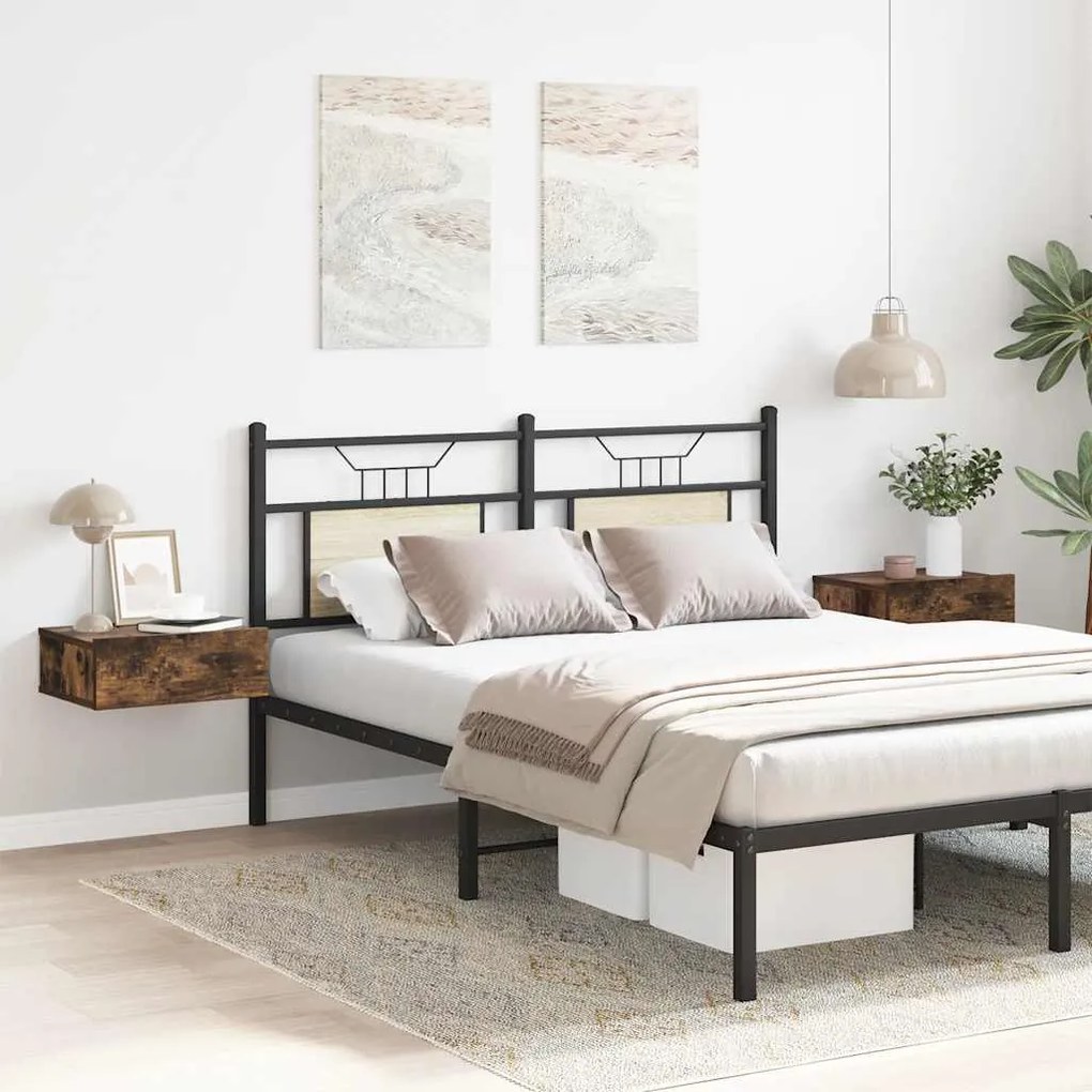 vidaXL Noptiere plutitoare 2 buc. stejar fumuriu 40x30x15 cm lemn