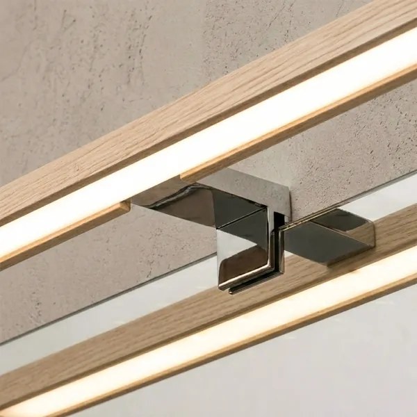 Brilagi-LED Iluminare pentru oglindă de baie 3 în 1 WOODY MIRROR LED/8W/230V 40 cm IP44 crom/stejar