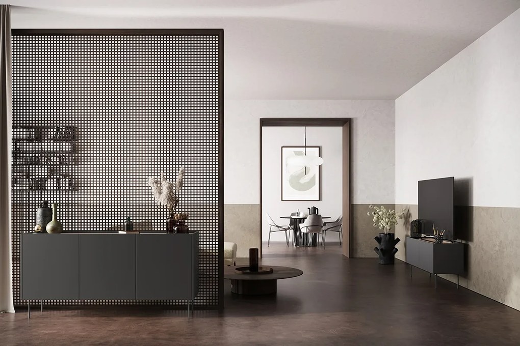 Comodă Desin 170 cm trei uși - negru mat / stejar Nagano