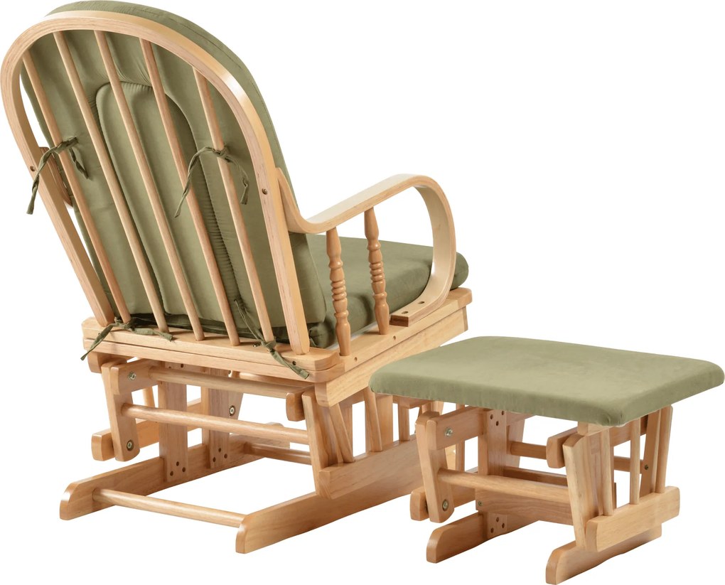 Scaun balansoar cu suport pentru picioare, natural/verde, DALBERT