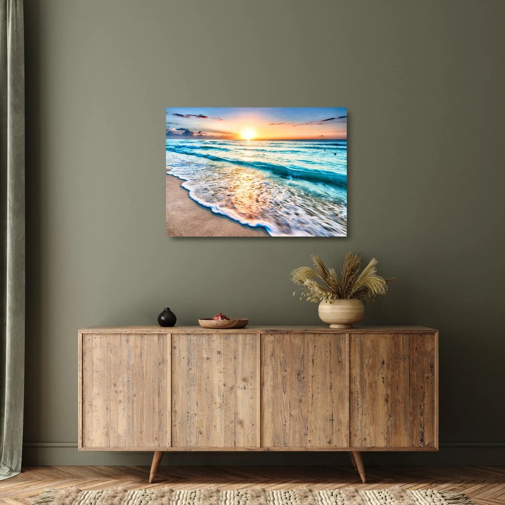Tablou pe sticlă - Plaja de la mare (70x50 cm)