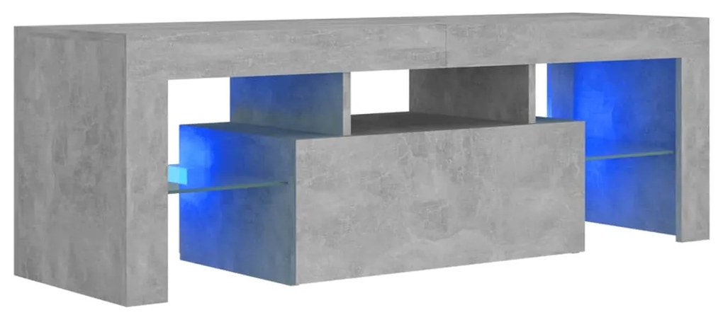 804350 vidaXL Comodă TV cu lumini LED, gri beton, 120x35x40 cm