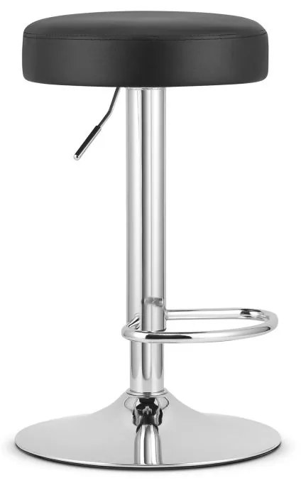 Scaun Bar ROJST Piele ecologica neagra / baza cromata