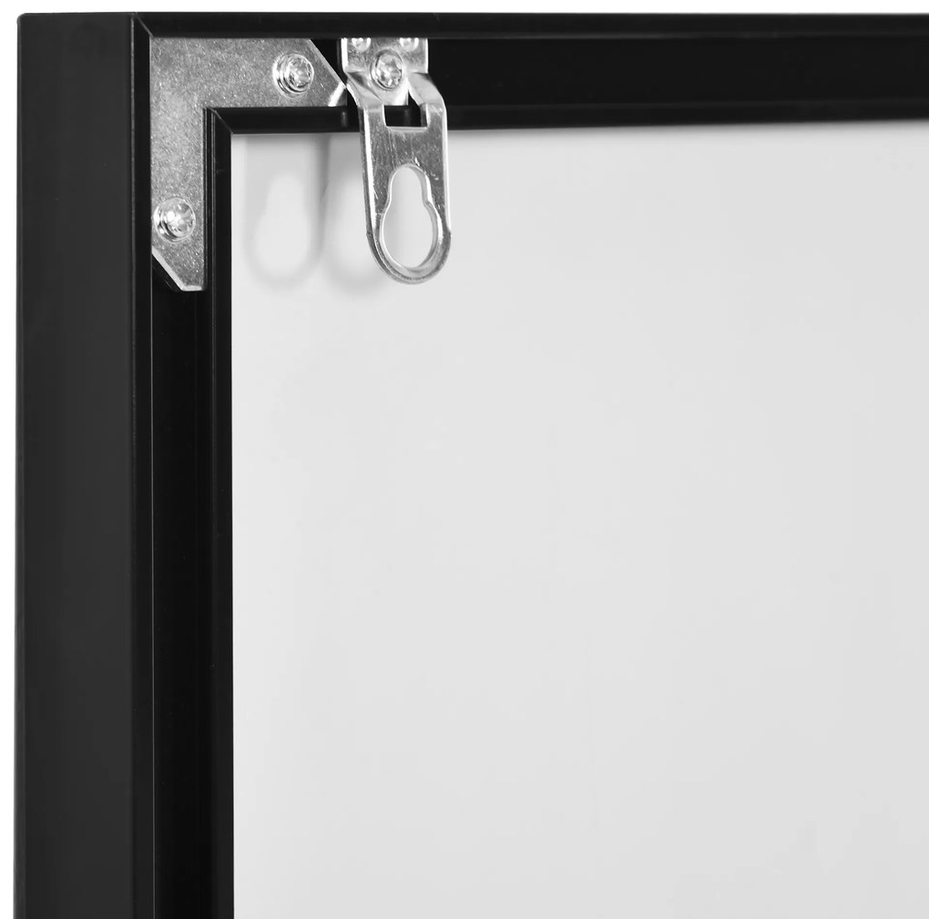 HOMCOM Oglindă de Perete dim. 120L x 35l cm - Film de Securitate Anti Explozie, Sistem de Atașare Inclus - Cadru Aliaj Aluminiu Negru | Aosom Romania