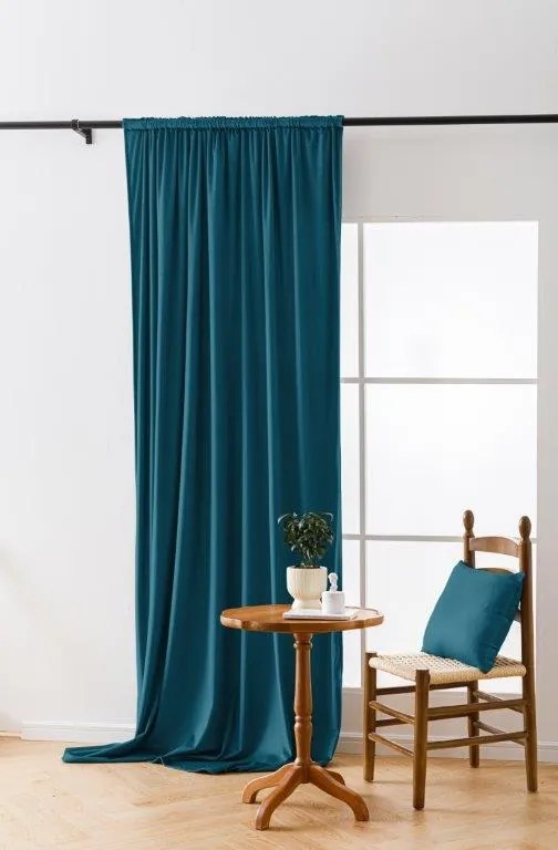 Draperie opaca turcoaz VELVET 135x250 cm Agățat: Rejansa