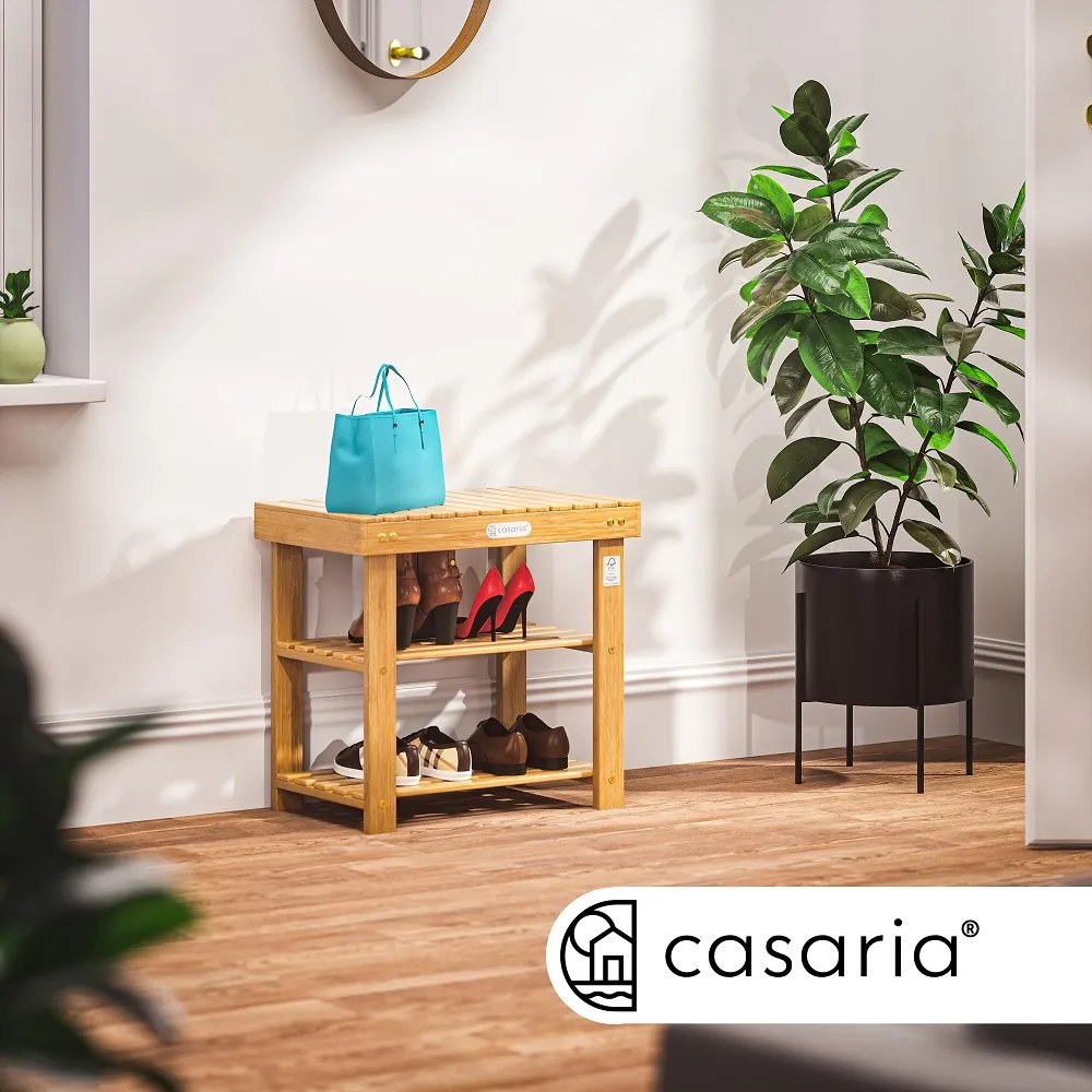 Bancă pentru hol cu spațiu pentru pantofi NINA, 50x30x46cm, maro natural Casaria