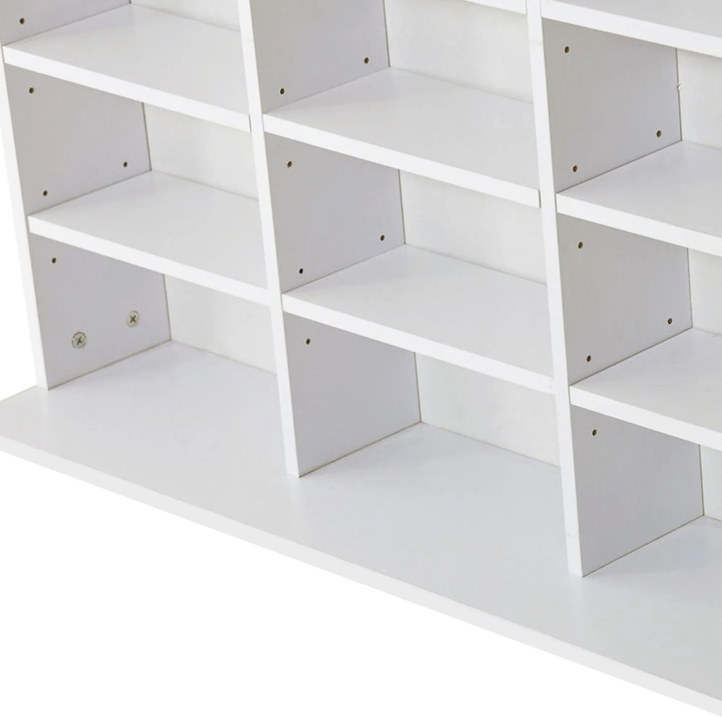HOMCOM Bibliotecă CD de perete cu 36 de rafturi reglabile, 195 x 102 x 23.5cm, alb | Aosom Romania