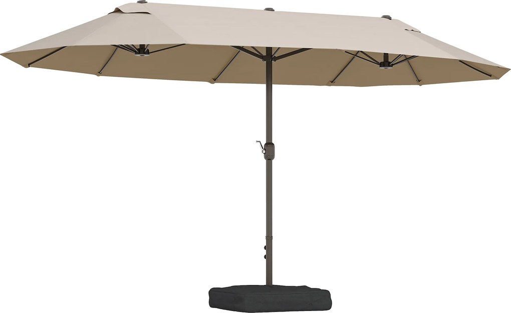 Outsunny Umbrele de Gradina Dubla 460x270cm cu Manivela si Baza Transversala | Aosom Romania