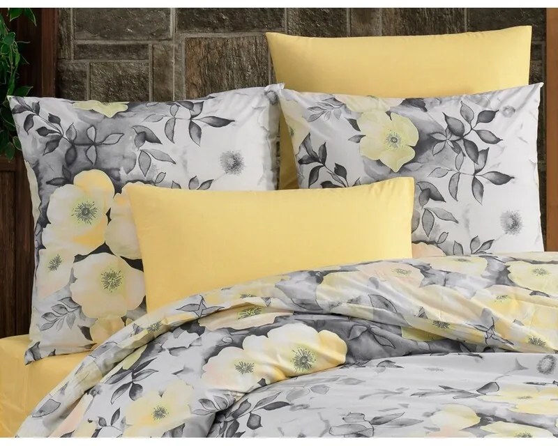 BedTex Lenjerie de pat din bumbac Alisa galbenă,140 x 220 cm, 70 x 90 cm
