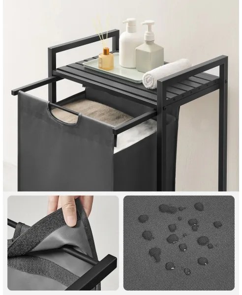 Coș pentru rufe REX, negru/gri