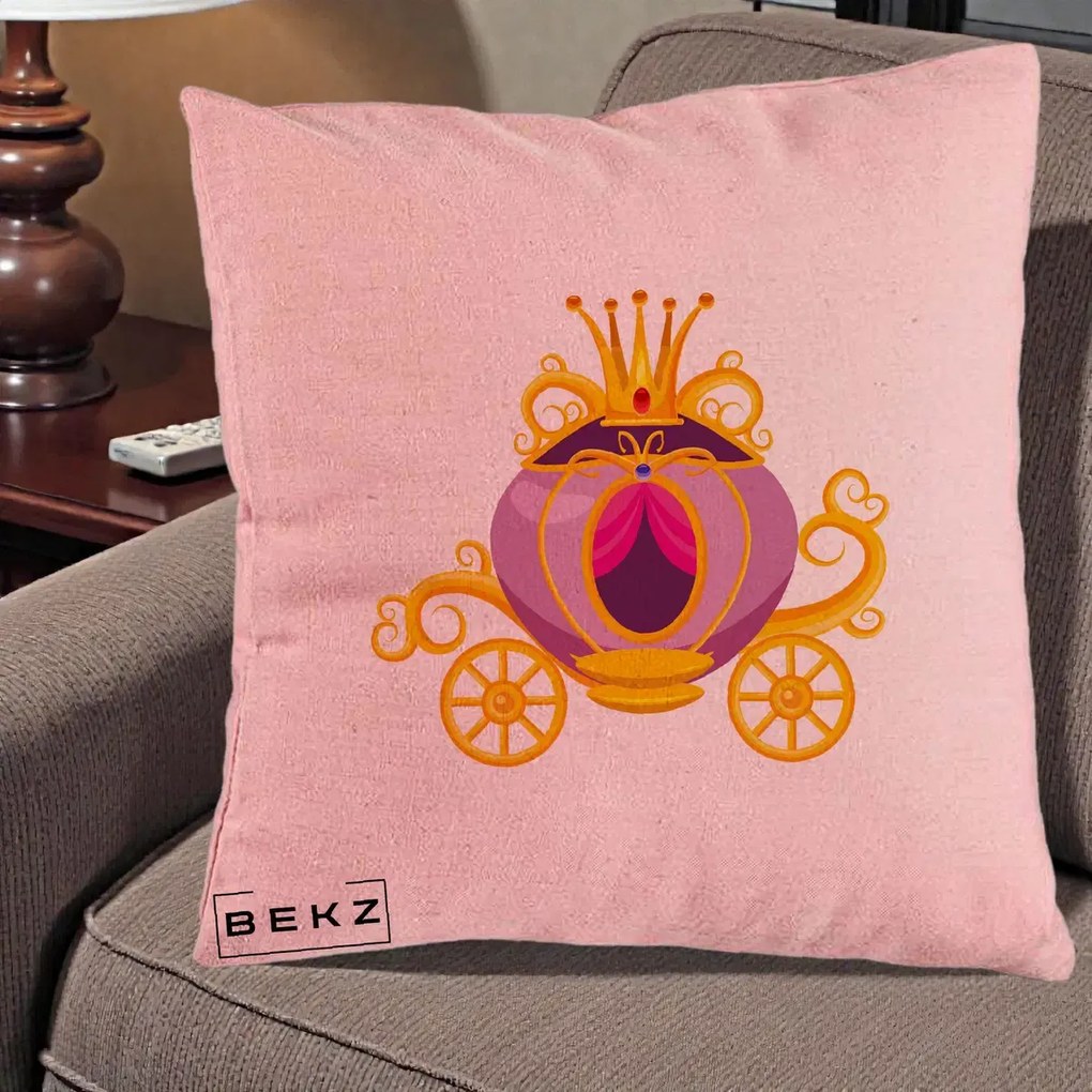 Perna Decorativa Trasura Regala Aurie, 40x40 cm, Roz, Husa Detasabila, Perna Inclusa, BEKZ®