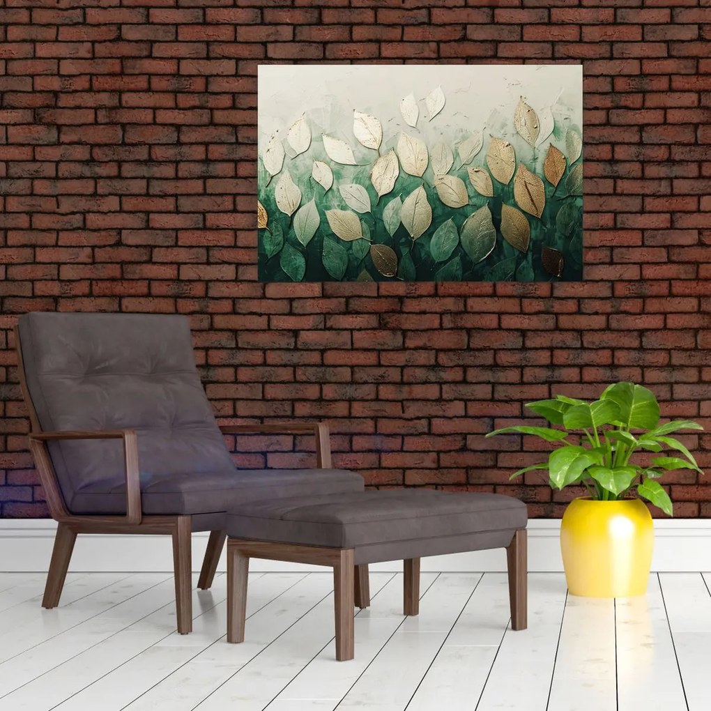 Tablou - Frunze verzi-aurii (90x60 cm)