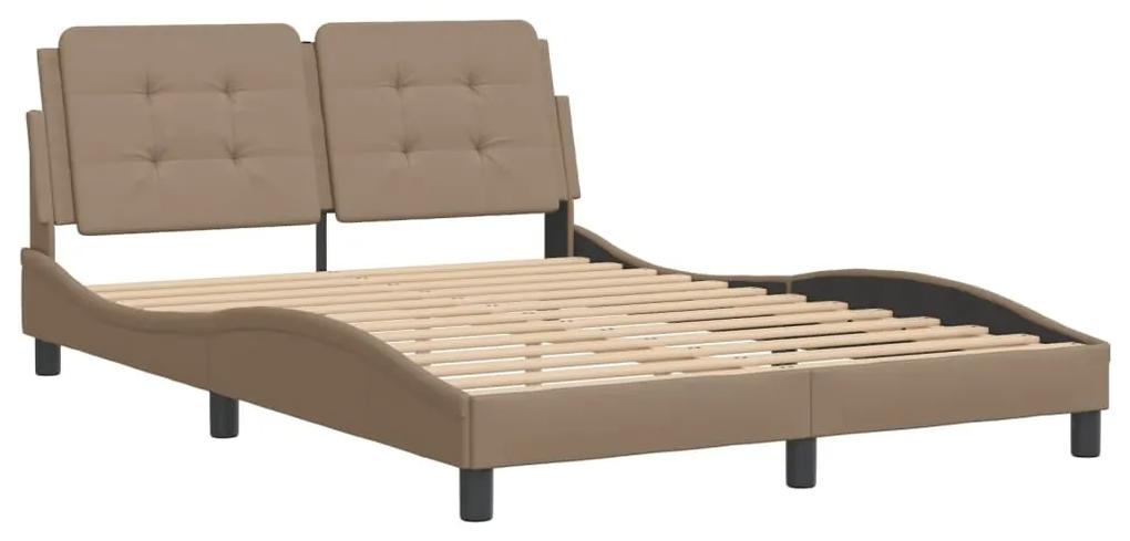 3208188 vidaXL Cadru de pat cu tăblie, cappuccino, 140x200 cm, piele ecologică