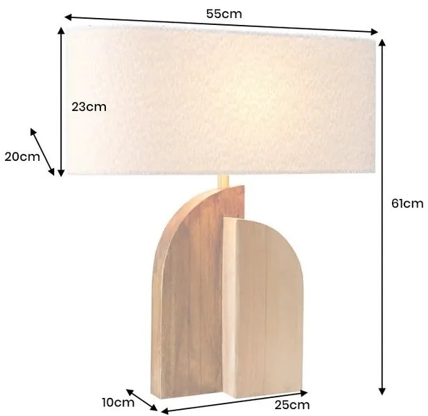 Lampa de masa, Lemn, Tesatura Boucle, Alb, LOVERS 60cm, A-46649 VC
