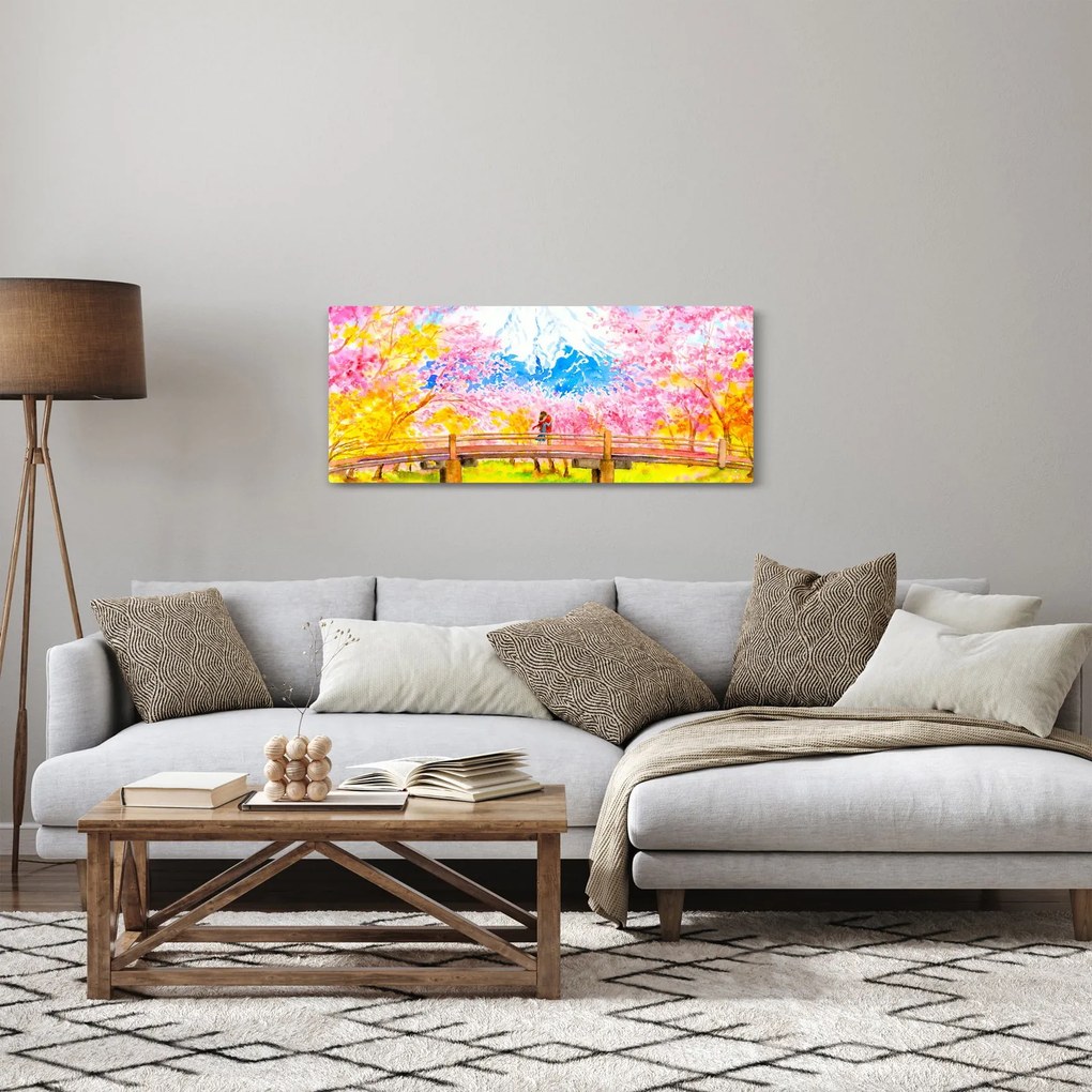 Tablou - Cuplu pictat, acuarelă (120x50 cm)