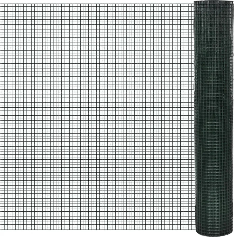 vidaXL Plasă de sârmă găini, verde, 10 x 1 m, oțel galvanizat cu PVC