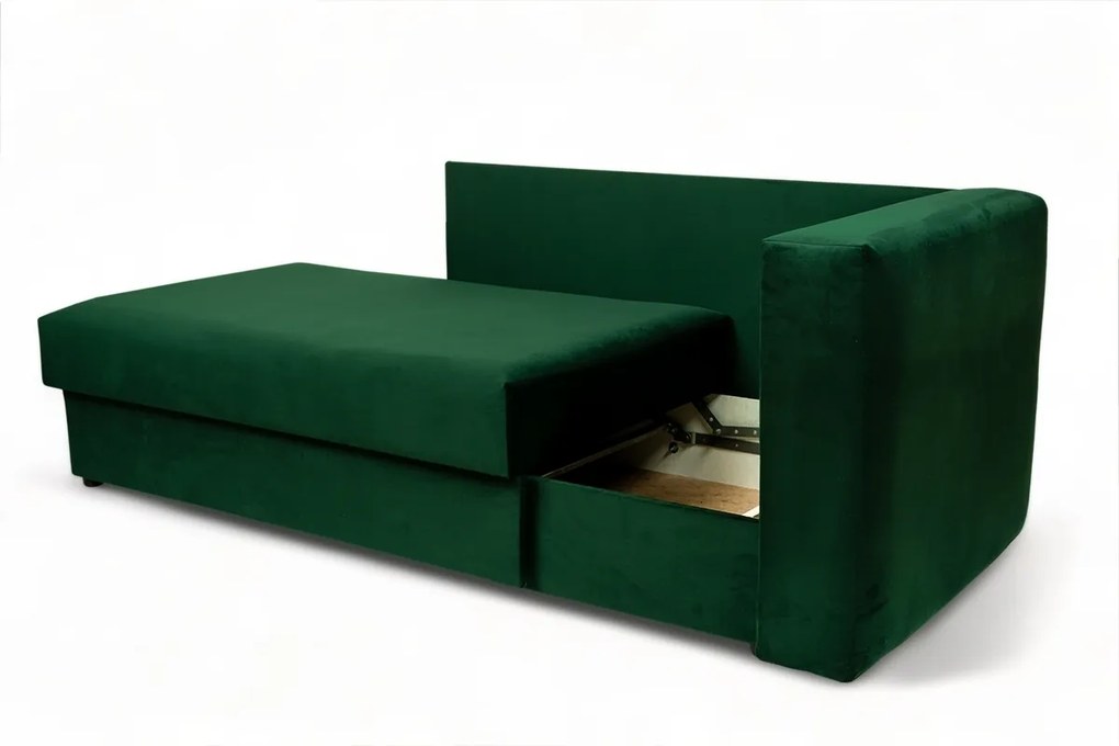 Canapea/pat Maciek extensibil cu spaţiu pentru depozitare stânga - verde catifea Velluto 10