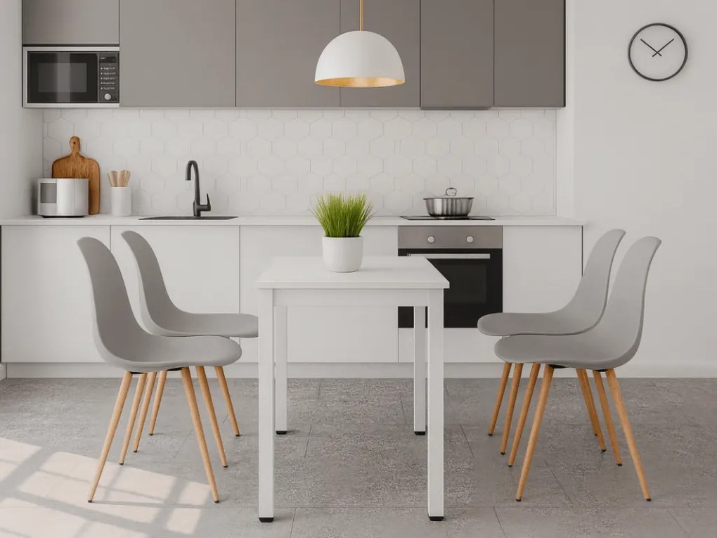 Masa de sufragerie alba cu blat alb TESSA 120x60 cm