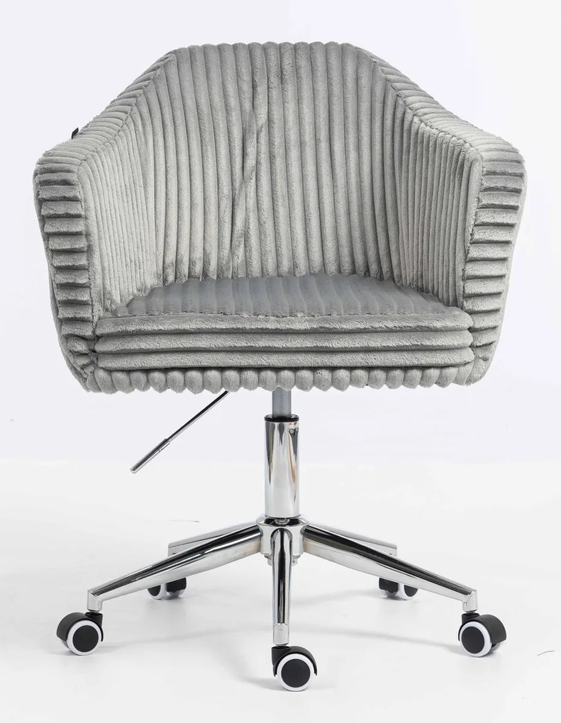 HR832K Scaun Gri Teddy Cord cu Bază Cromata