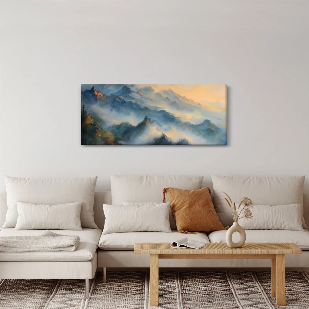 Tablou - Peisaj montan pictat (120x50 cm)