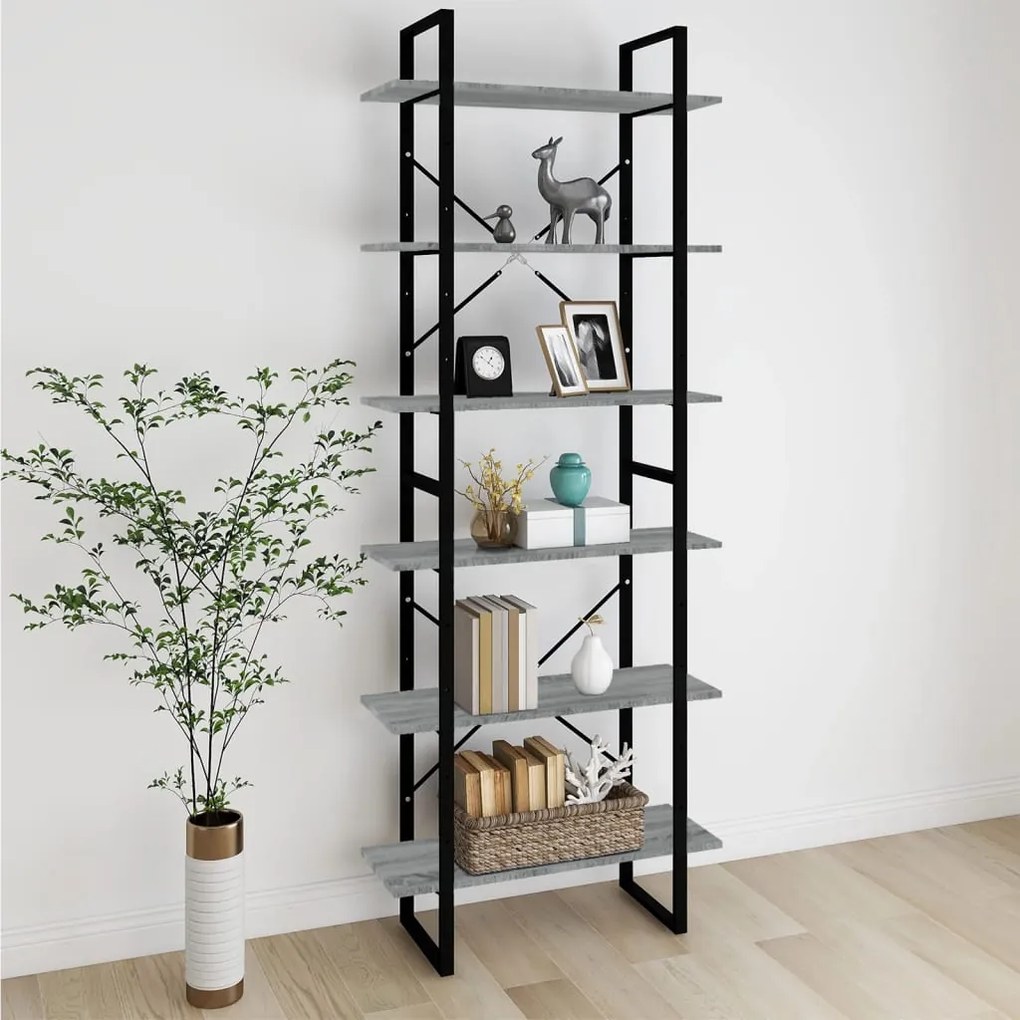 vidaXL Dulap înalt, gri sonoma, 80x30x210 cm, lemn compozit