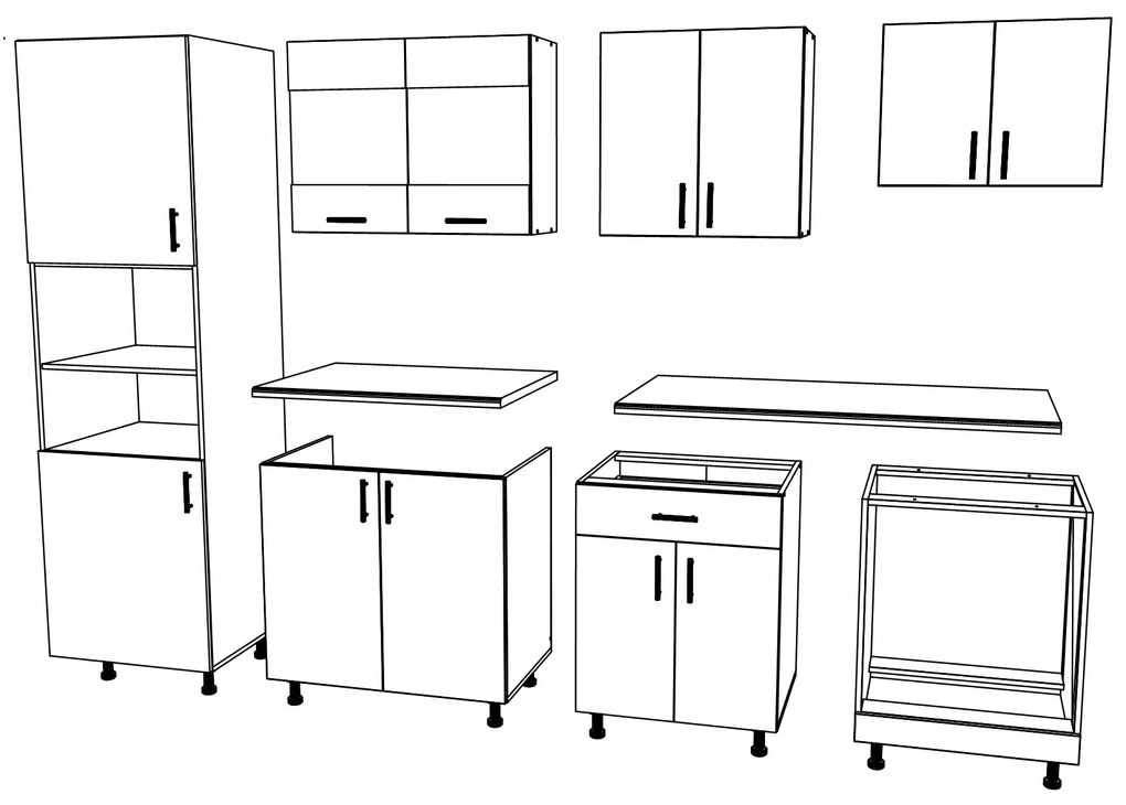 Set haaus V20, Lemn Natural/Alb, Blat Thermo 28 mm, L 260 cm