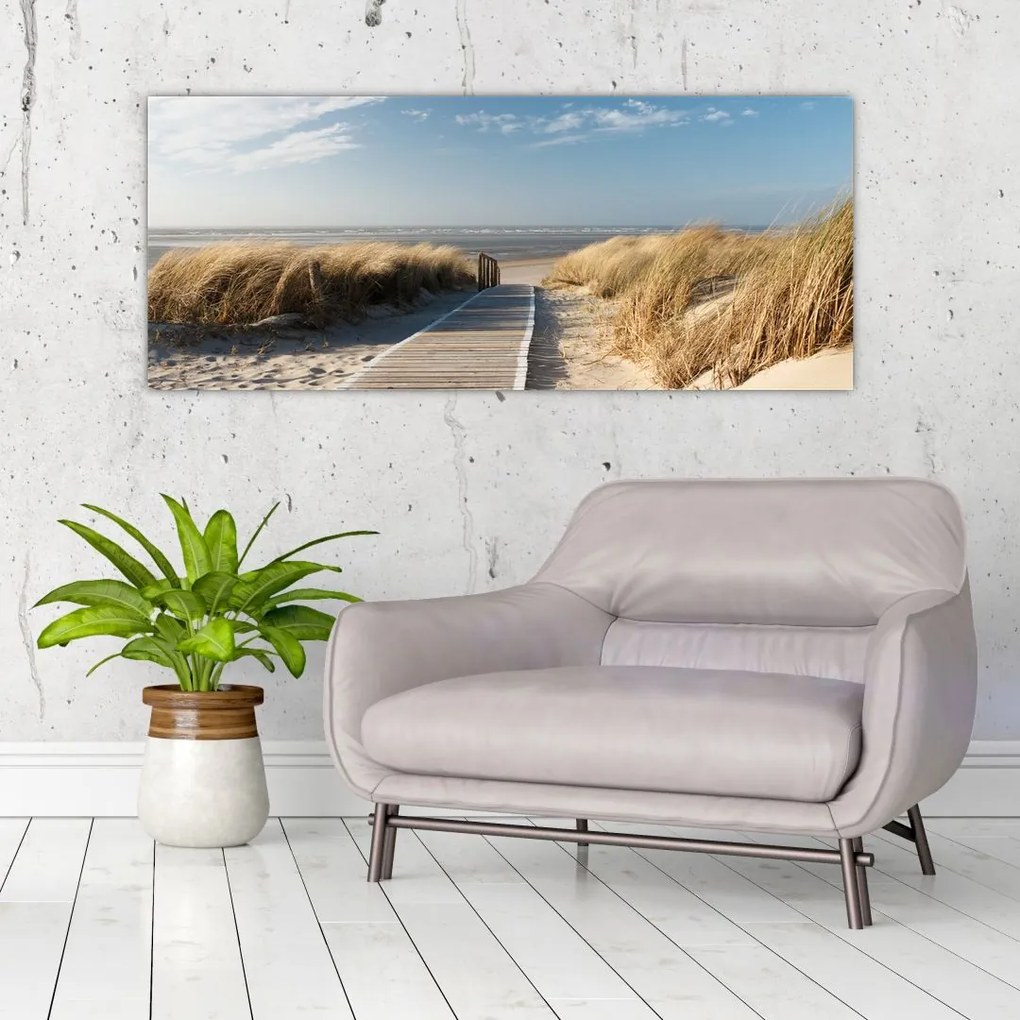 Tablou - Plaja cu nisip de pe insula Langeoog, Germania (120x50 cm)