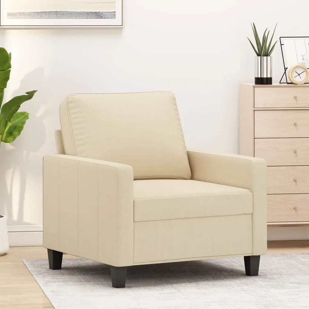 vidaXL Fotoliu canapea, crem, 60 cm, material textil