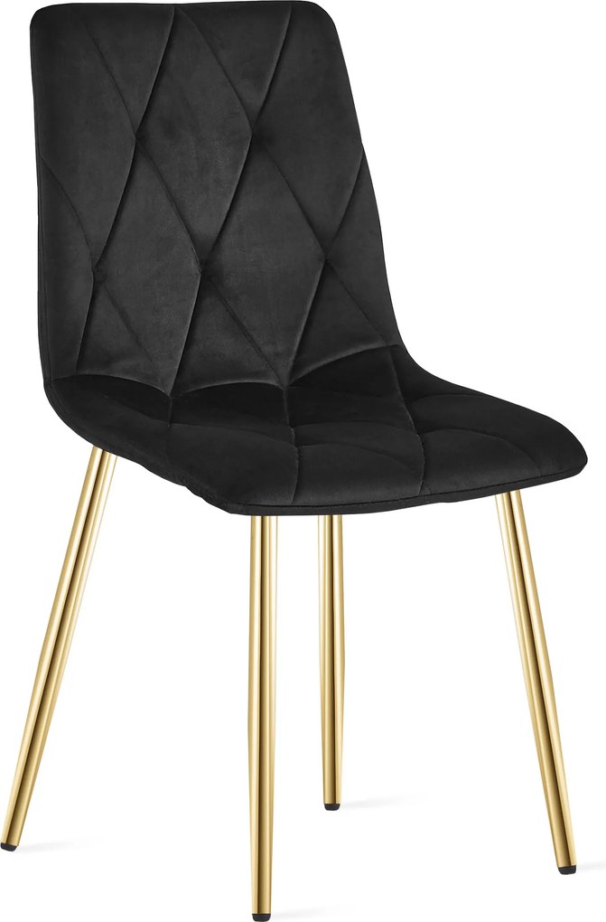 Negru scaun bucatarie LIBRA din catifea cu picioare aurii