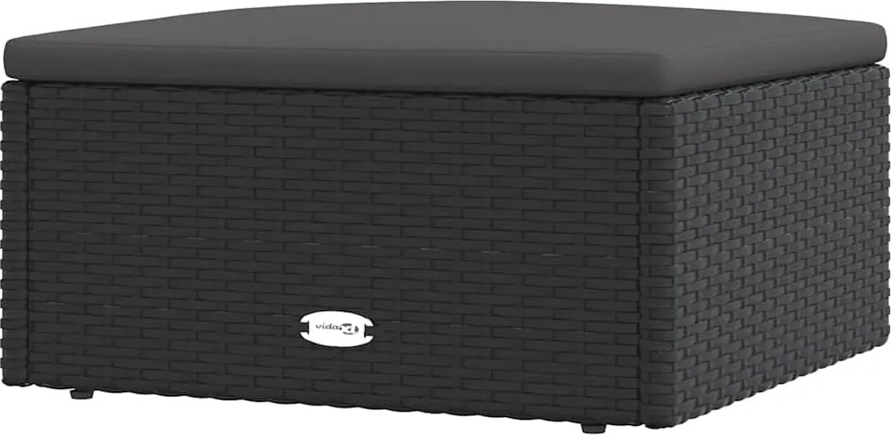 vidaXL Taburet de grădină cu pernă, negru, poliratan