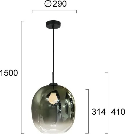 Pendul pe cablu MIRROR 1xE27/14W/230V verde fumuriu
