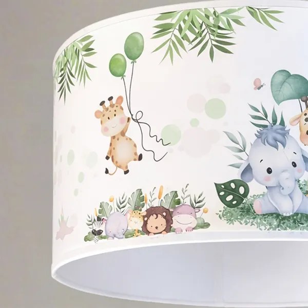 BRILAGI - Lustră LED pentru copii pe cablu BOBO 1xE27/60W/230V Ø 35 cm alb/junglă