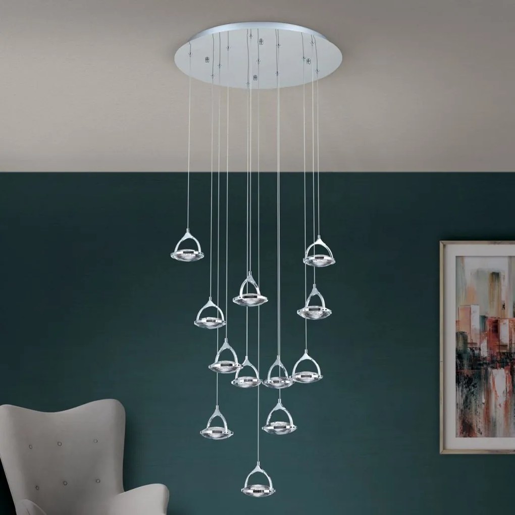 Lustra LED suspendata cu cristal K9 design lux MOON 12L