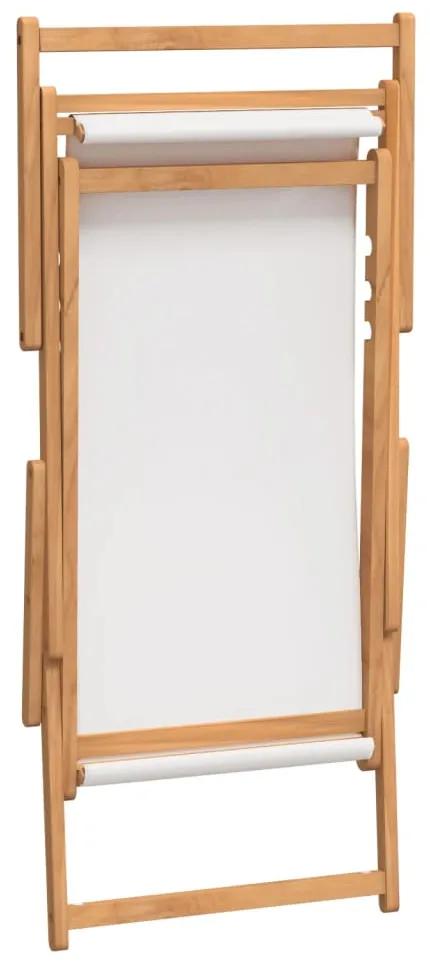 Scaun de plaja pliabil, crem, lemn masiv de tec 1, Crem, 60 x 126 x 87.5 cm