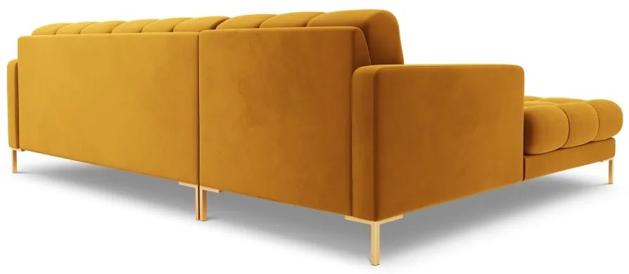 Colțar tapițat Bali, Galben/5 locuri/picioare gold/partea stângă/ L293 x l185 x h75