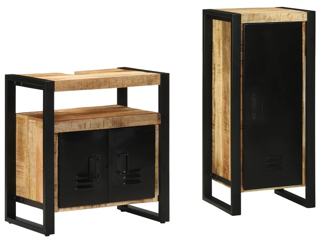 vidaXL Set de mobilier pentru baie 2 pcs Maro Lemn de mango solid